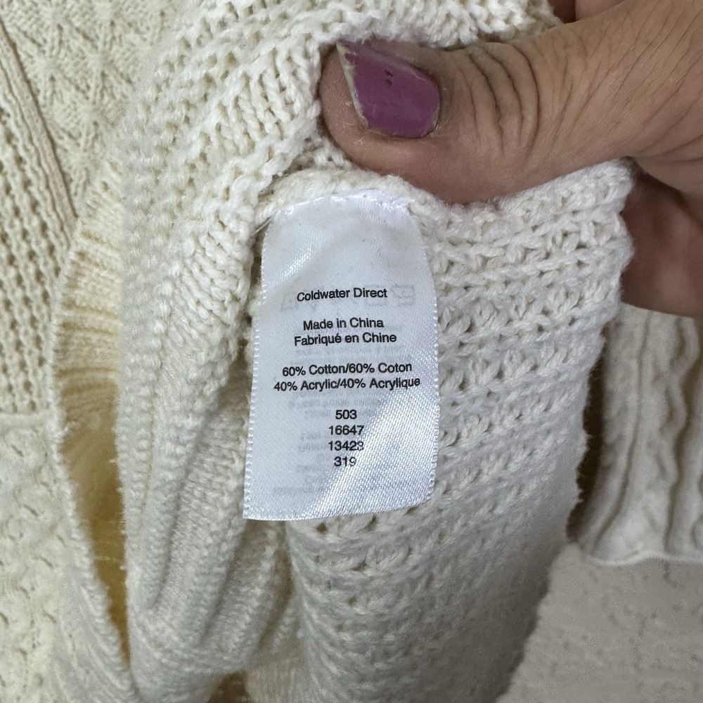 Coldwater Creek Cream Cable Knit Sweater Womens Sz PS Fisherman‎ Preppy Coastal - Picture 4 of 9